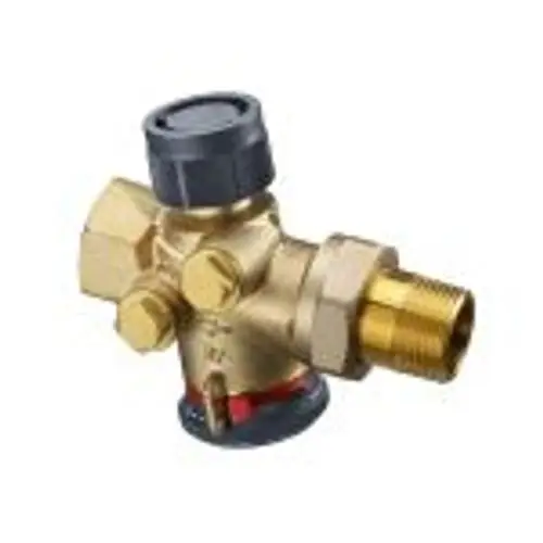 Hydraulisches Regelventil aus Messing mit drehbarem Deckel und mehreren Anschlüssen, geeignet für druckunabhängige Systeme.